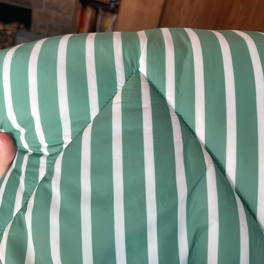 NWT Maeve Anthropologie green and white striped puffer scarf